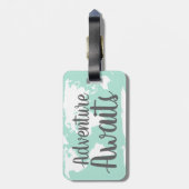 Abenteuer erwartet Weltkarte u. Minze Gepäckanhänger (Rückseite vertikal)