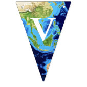 Abenteuer erwartet Weltkugel-Weiß-Buchstaben Wimpelkette (Dritte Fahne)