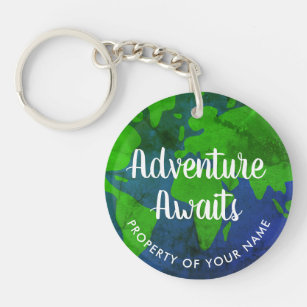 Abenteuer erwartet Weltreise-Karten-individuellen Schlüsselanhänger