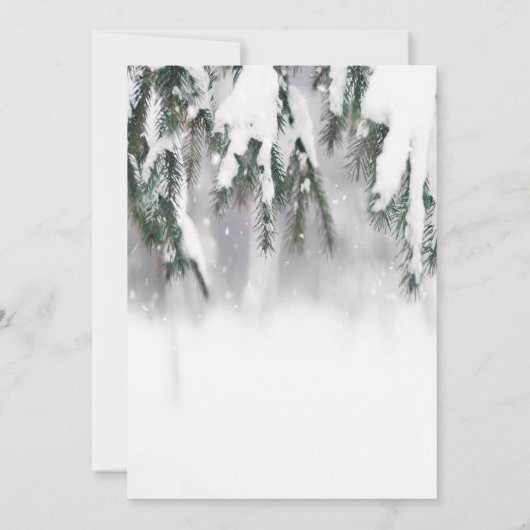 Abenteuer erwartet Winterpine Tree Snow Retirement Einladung (Rückseite)