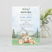 Abenteuer erwartet Woodland Animal Baby Shower Einladung (Stehend Vorderseite)