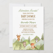 Abenteuer erwartet Woodland Animals Baby Shower Einladung (Vorderseite)