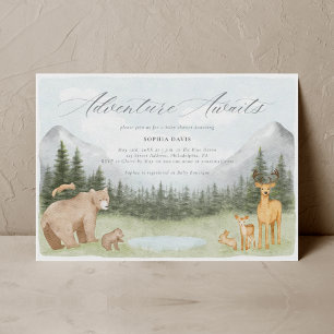 Abenteuer erwartet Woodland Animals Baby Shower Einladung