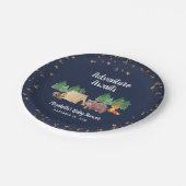 Abenteuer erwartet Woodland Animals Baby Shower Pappteller (Schrägansicht)