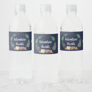 Abenteuer erwartet Woodland Animals Baby Shower Wasserflaschenetikett