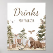 Abenteuer erwartet Woodland Animals Drinks Poster (Vorne)