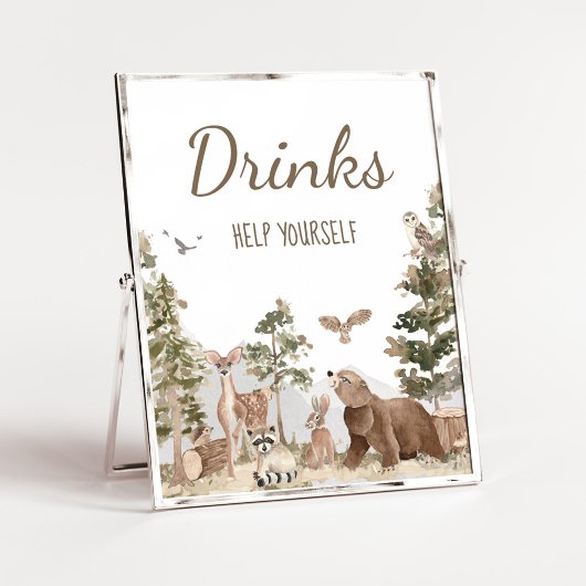 Abenteuer erwartet Woodland Animals Drinks Poster