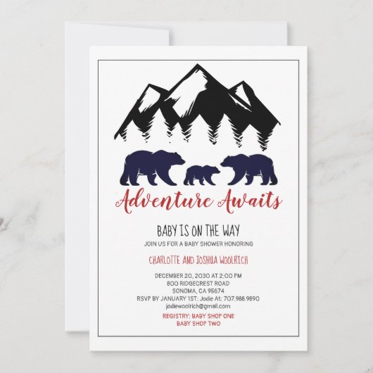 Abenteuer erwartet Woodland Bear Baby Shower by Ma (Vorderseite)