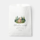Abenteuer erwartet Woodland Bear Baby Shower Geschenktütchen (Vorderseite)