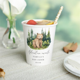 Abenteuer erwartet Woodland Bear Baby Shower Pappbecher