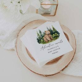 Abenteuer erwartet Woodland Bear Baby Shower Serviette
