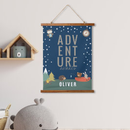 Abenteuer erwartet Woodland Boy Kids Wall Deco Wandteppich Mit Holzrahmen