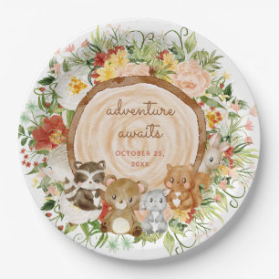 Abenteuer erwartet Woodland Creatures Baby Shower Pappteller