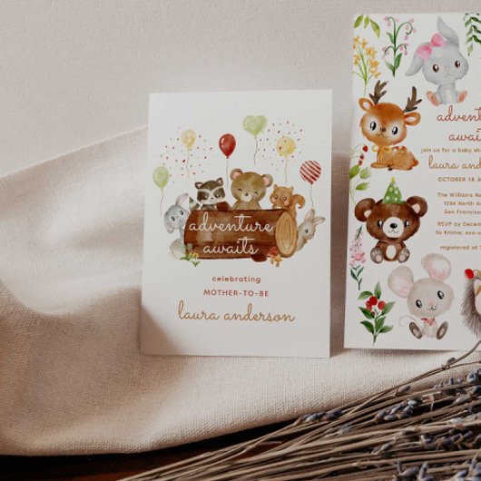 Abenteuer erwartet Woodland Creatures Baby Shower Poster