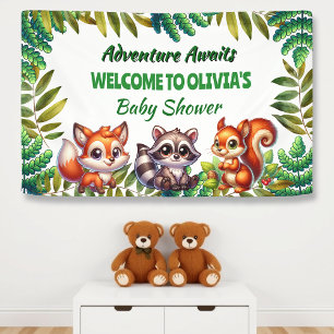 Abenteuer erwartet Woodland Fox Boy's Baby Shower Banner