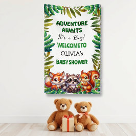 Abenteuer erwartet Woodland Fox Boy's Baby Shower Banner