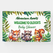 Abenteuer erwartet Woodland Fox Boy's Baby Shower Banner (Horizontal)