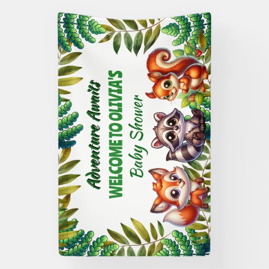 Abenteuer erwartet Woodland Fox Boy's Baby Shower Banner (Vertikal)