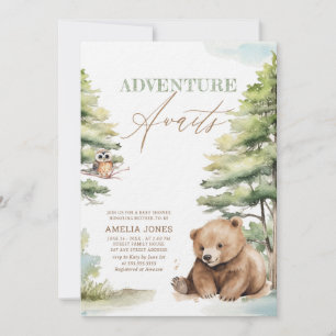 Abenteuer erwartet Woodland Teddy Bear Baby Shower Einladung