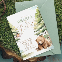 Abenteuer erwartet Woodland Teddy Bear Baby Shower Einladung