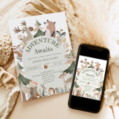 Abenteuer erwartet Woodland-Tiere Arch Baby-Dusche Einladung