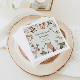 Abenteuer erwartet Woodland-Tiere Sage Baby-Dusche Serviette