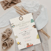 Abenteuer erwartet Woodland Twin Girls Baby Shower Einladung