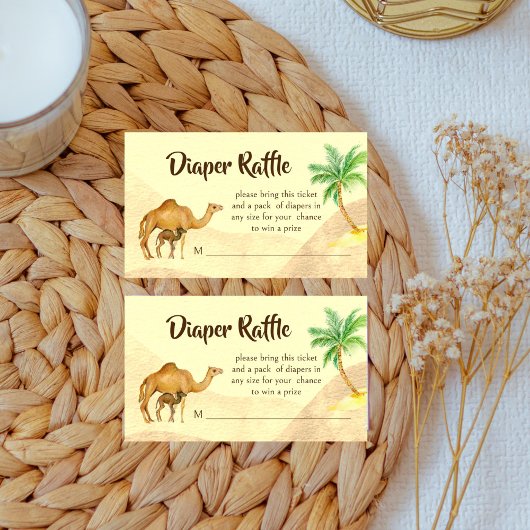 Abenteuer erwartet Wüstenbaby-Kamel-Windelraffle Begleitkarte