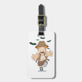 Abenteuer-Explorer-Kid läuft von Fledermäusen Gepäckanhänger (Vorderseite vertikal)
