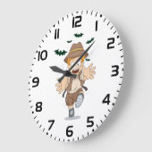 Abenteuer-Explorer-Kid läuft von Fledermäusen Große Wanduhr (Winkel)