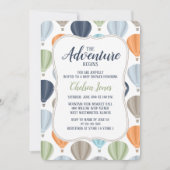 Abenteuer-Heißluft-Ballon-Jungen-Babyparty Einladung (Vorderseite)