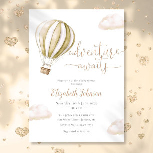 Abenteuer Heißluftballon neutrale Babyparty Einladung