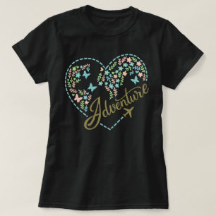 Abenteuer-Herz-Grafik für Frauen im Flugzeugmodus T-Shirt