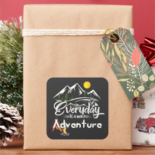 Abenteuer heute quadratischer aufkleber (Feiertag)