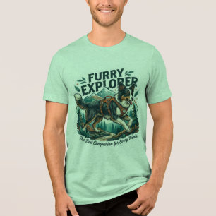 Abenteuer Hund Bergwandern T-Shirt für Fellige Ent Tri-Blend Shirt