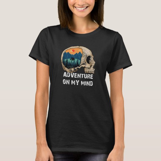 Abenteuer im Kopf Lass uns Camping wandern Rock T-Shirt (Vorderseite)