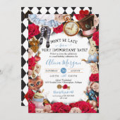 Abenteuer im Wunderland Mad Tea Party Einladung (Vorne/Hinten)