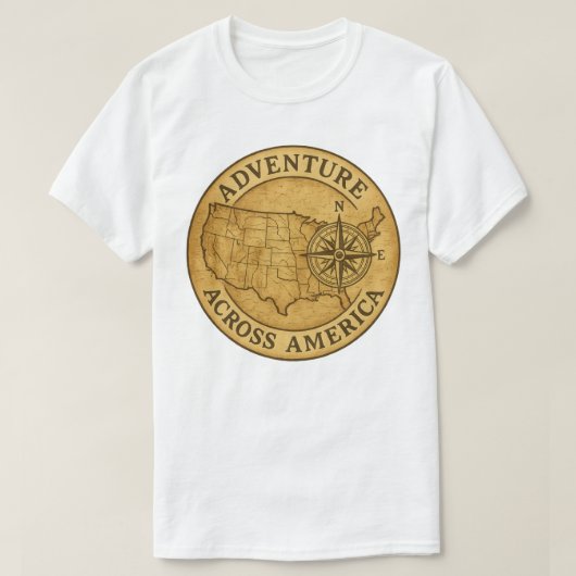 Abenteuer in Amerika Vintage Karte T-Shirt (Design vorne)