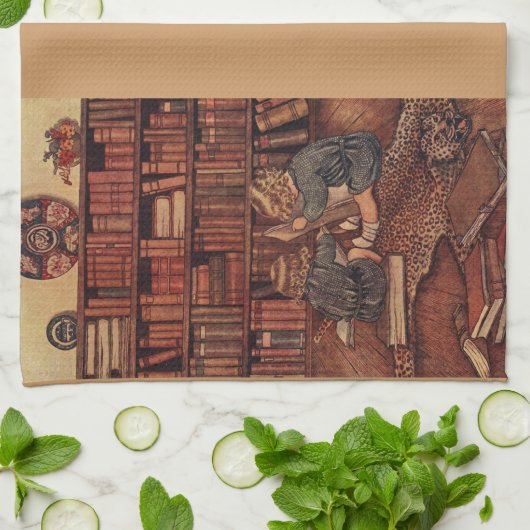 Abenteuer in der Bibliothek Geschirrtuch (Gefaltet)