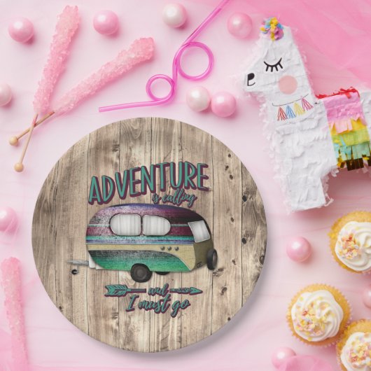 Abenteuer ist anrufen, und ich muss Minze Lila Cam Pappteller (Party)