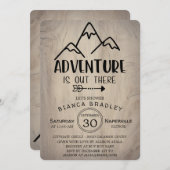 Abenteuer ist da draußen Wood Mountain Baby Dusche Einladung (Vorne/Hinten)