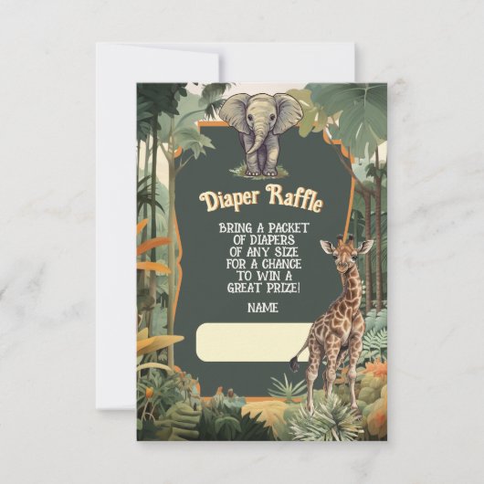 Abenteuer Jungle Animals Dusche Windeln Raffle Einladung (Vorderseite)