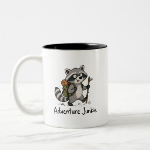 Abenteuer-Junkie-Waschbär-Wanderung Zweifarbige Tasse