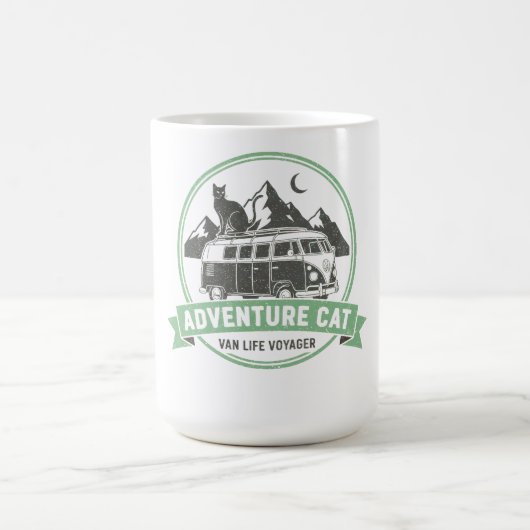 Abenteuer-Katz-Van-Leben - Retro-Camper-Van Kaffeetasse (Mittel)