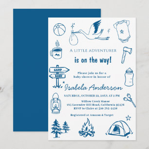 Abenteuer kleiner Camper Doodle Junge Babyparty Einladung