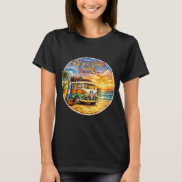 Abenteuer Leben Retro Hippie Strand Sonnenuntergan T-Shirt