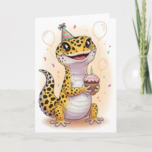 Abenteuer Leopard Gecko Geburtstagskarte Karte (Vorderseite)