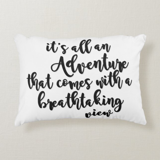 Abenteuer mit atemberaubender Aussicht Schwarz-wei Dekokissen (Vorderseite)