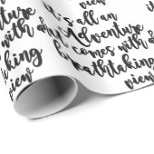 Abenteuer mit atemberaubender Aussicht Schwarz-wei Geschenkpapier (Rolleneckpunkt)