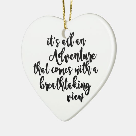 Abenteuer mit atemberaubender Aussicht Schwarz-wei Keramik Ornament (Links)